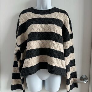 Wild Fable Black and Cream Striped Sweater